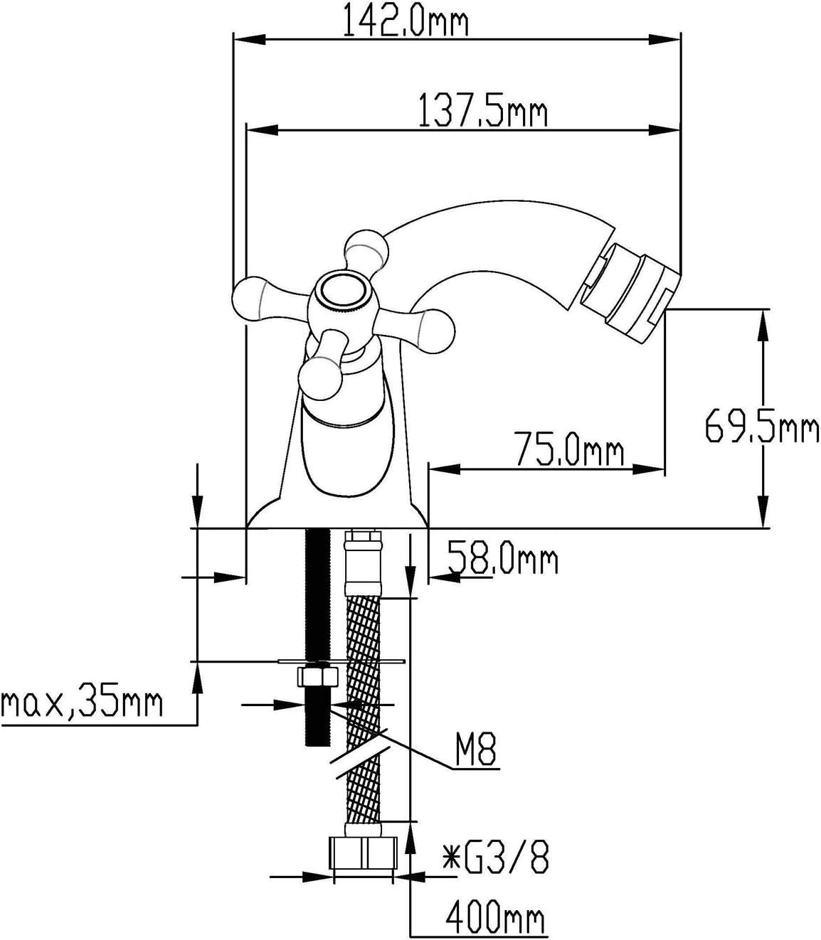 DP Bath GCB002 Almond Series Bidet Tap - Bronze