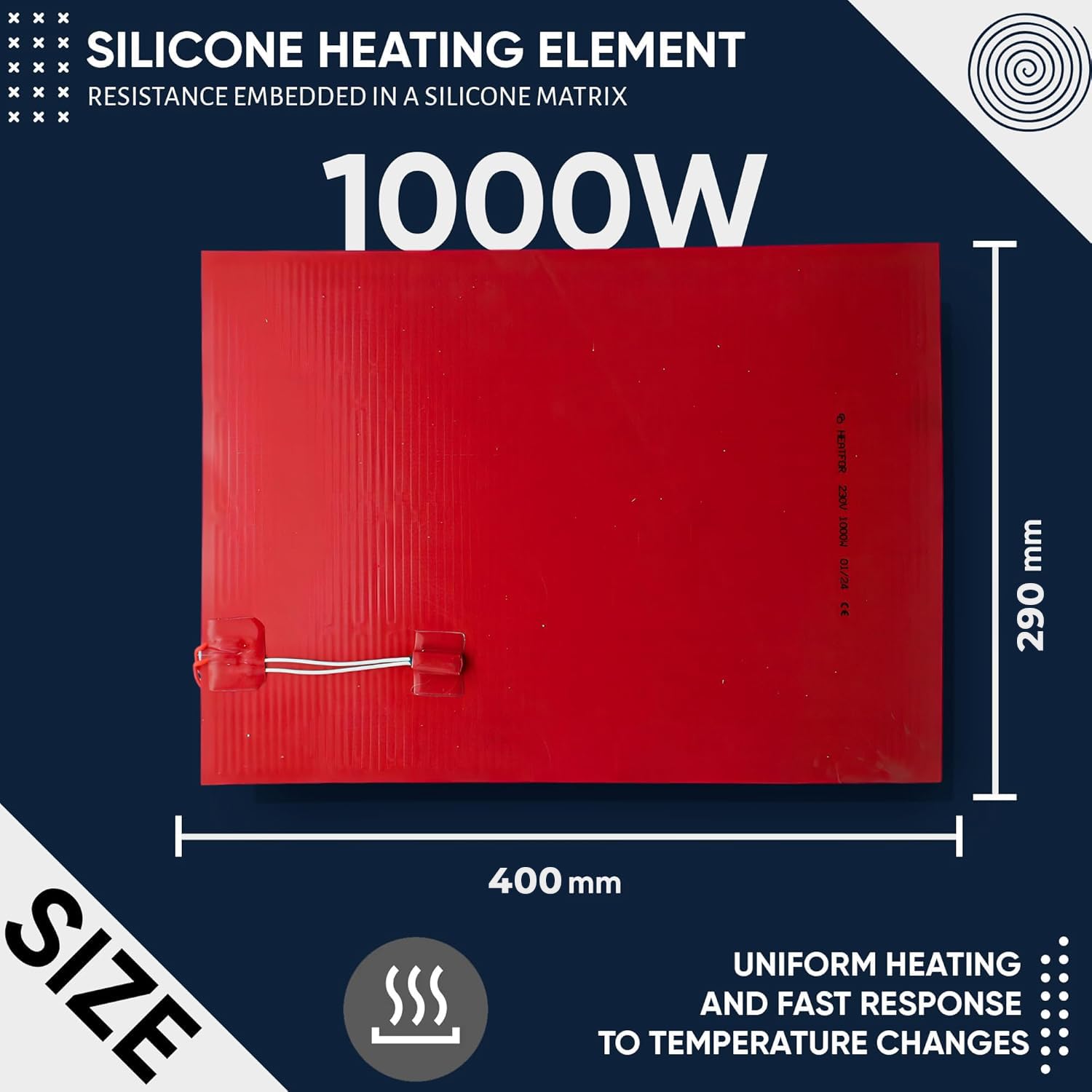 DOJA Barcelona | Resistance Chauffante en Silicone | 400x290mm | Silicone Chauffant | 1000W | Coussin Chauffant Electrique 220V | Resistance Pour Chauffer, Accessoires Imprimante 3D, Chauffe Tasse