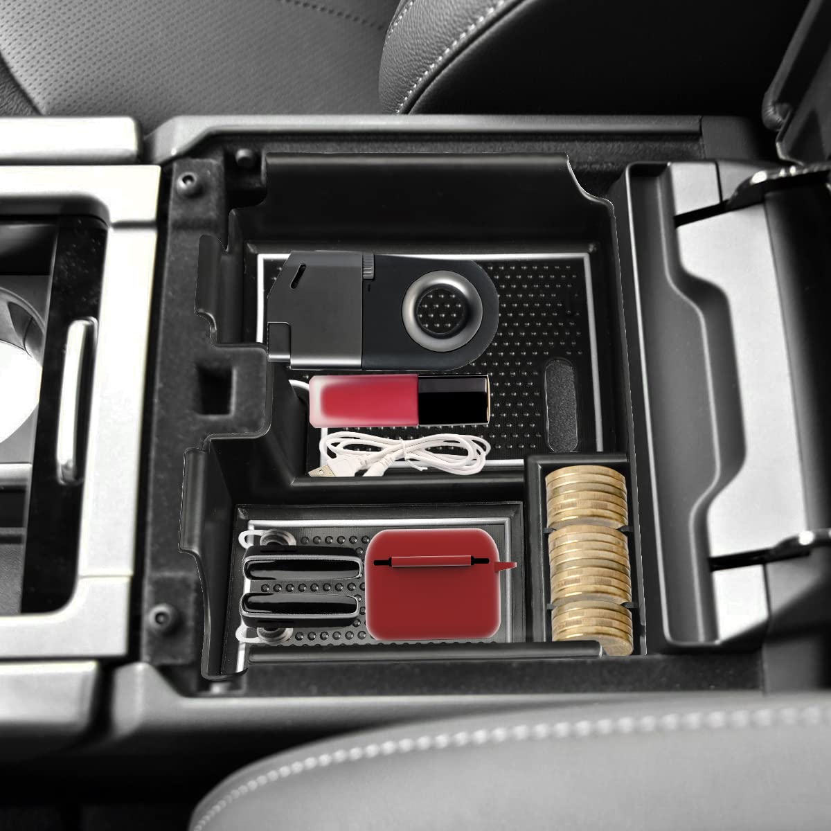 Bracciolo Portaoggetti Per Land Rover Evoque 2011-2018 - Nero, ABS, Organizza Telefono E Chiavi - Foto 2