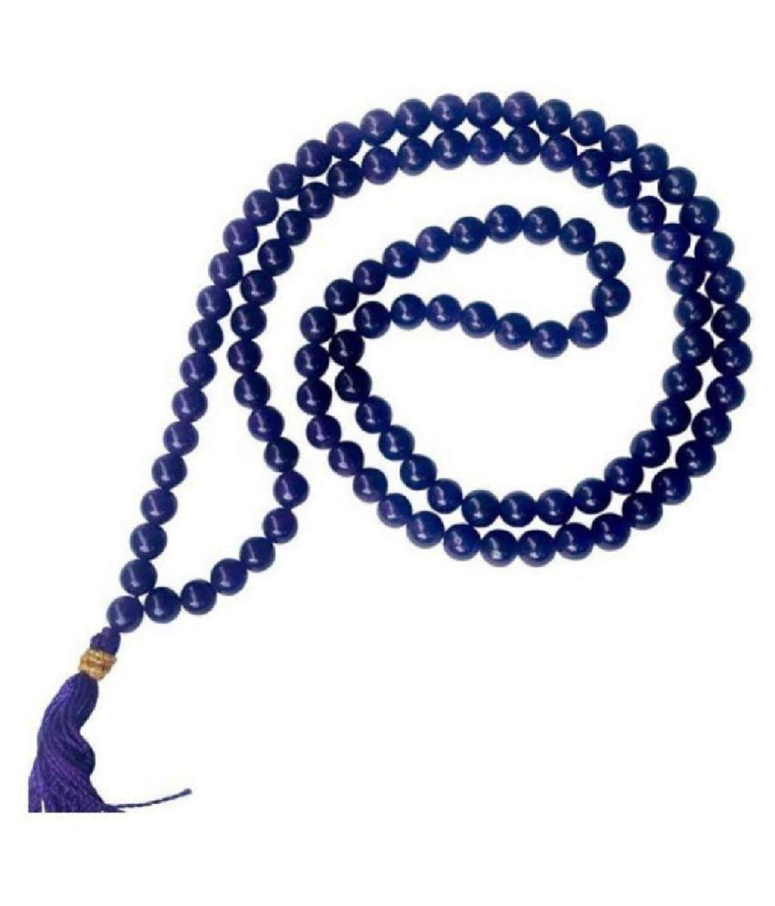 SHIVOHAM Hakik - Mala (ágata), color azul (cuentas de 7 mm de diámetro, 108+1 cuentas, 30 cm de longitud)