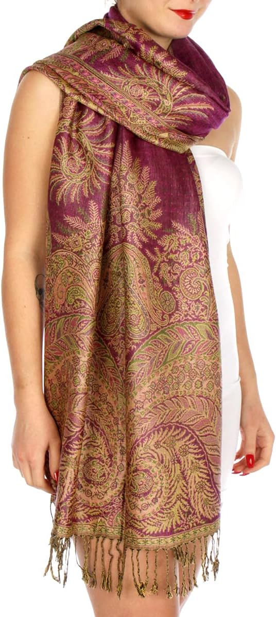 SERENITA Pashmina Scarf for Women Large Cashmere feel Big Paisley Rave Shawl Wraps, Soft Scarves Travel Accessories - Image 2