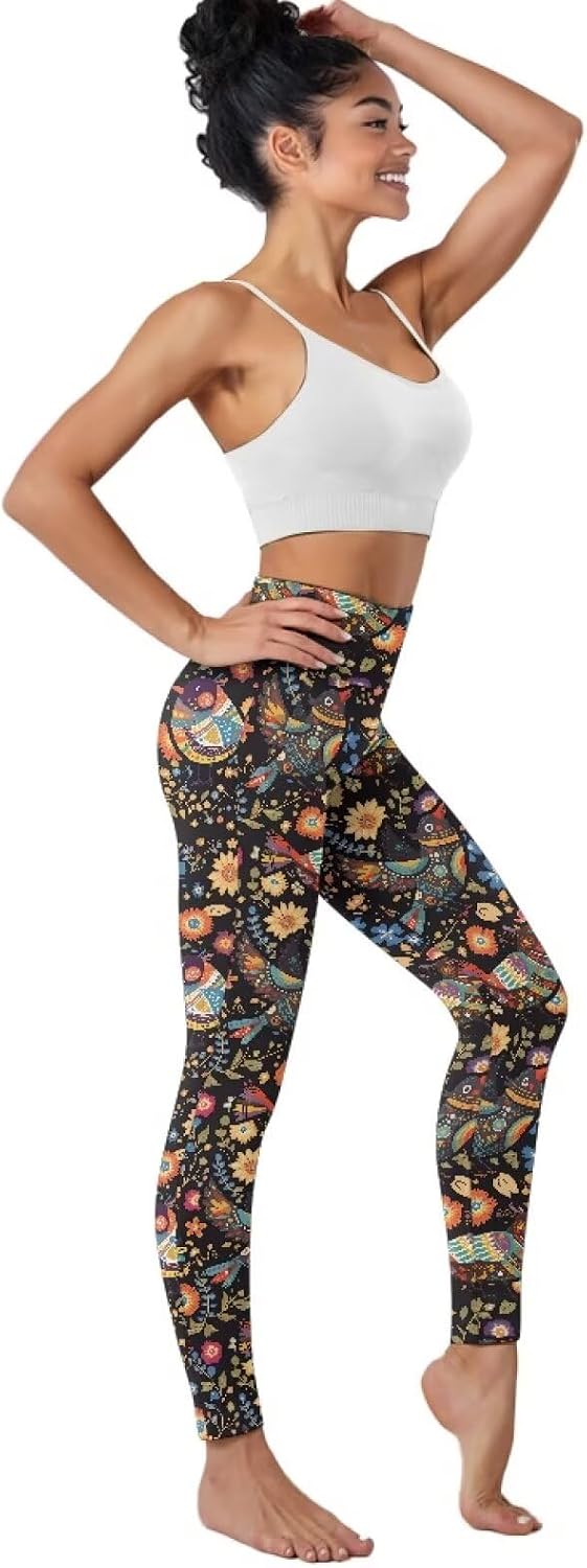 Clover Women's Yoga Pants, Jamaican Flag Butterfly High Waisted Leggings, Halloween Ghost Yoga Pants with Pockets