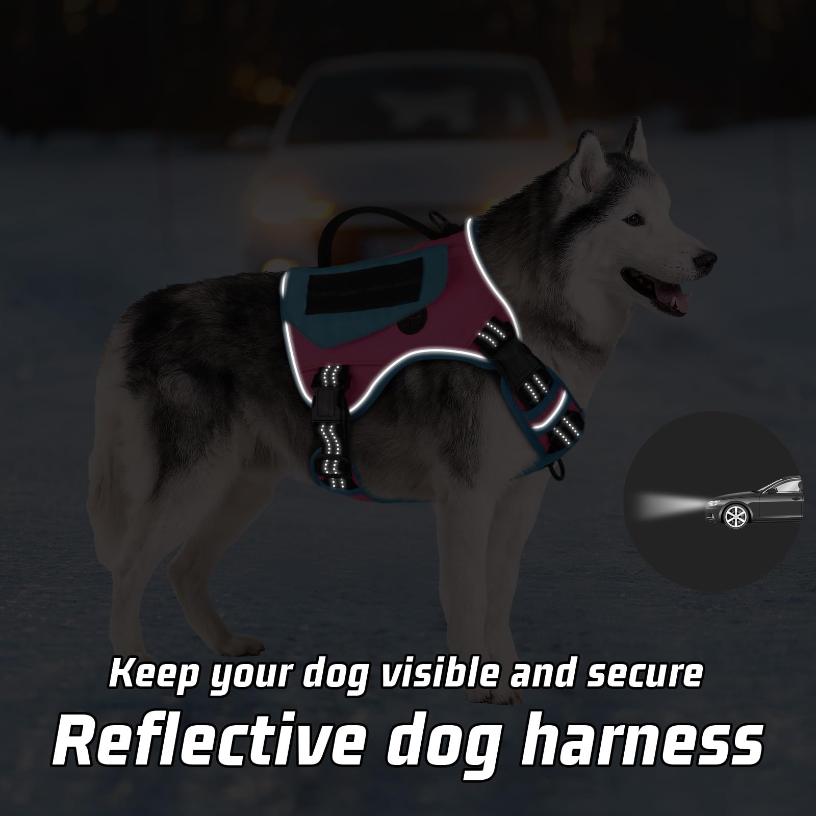 WINGOIN 2023 Verbessertes taktisches Hundegeschirr für kleine Hunde, kein Ziehen, verstellbares Hundegeschirr mit Griff und 2 Taschen, reflektierendes Militärdienstgeschirr für Training