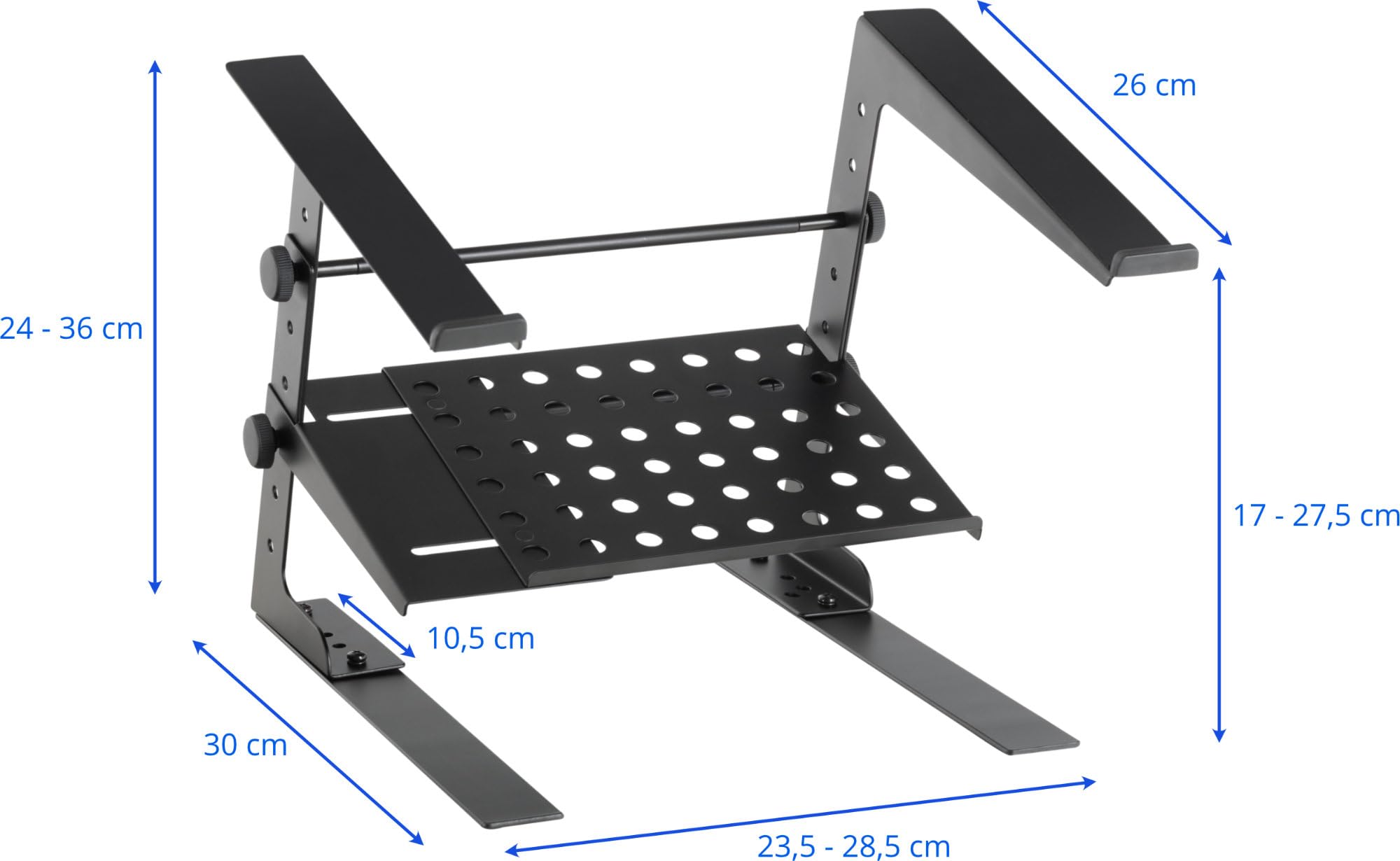 Pronomic ‎00032124 LS-210 Deluxe Stojak na Laptop, Czarny, od 16, 5 do 25, 5 cm