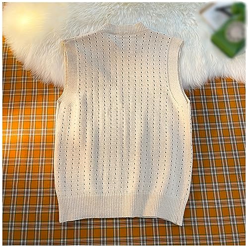Rfmfkkg Men Sweater Vest O-Neck Hollow Out Baggy Teens Knitting Retro College Unisex3