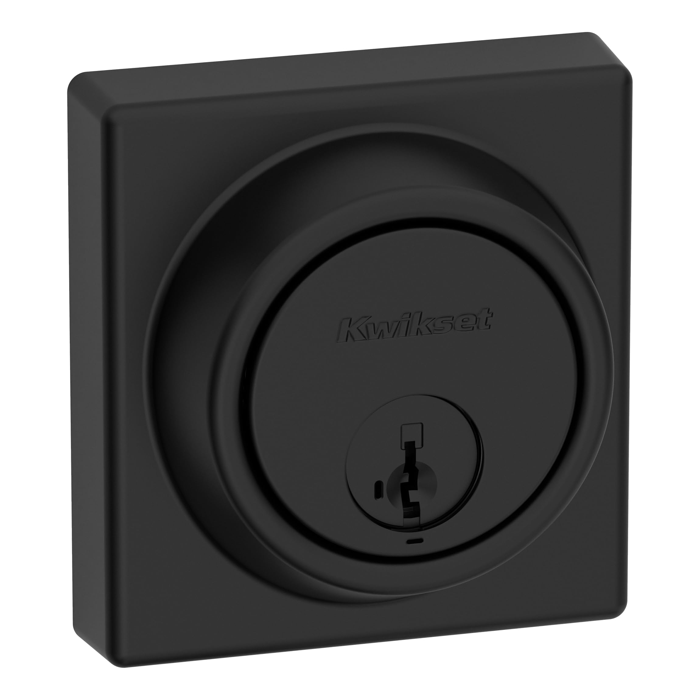 Kwikset 817 Deadbolt Lock, Matte Black Square Exterior Keyed Front Entry Door, Pick Resistant SmartKey Rekey Security