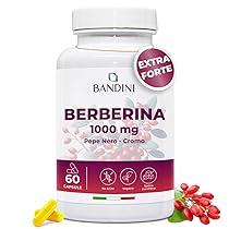 Bandini® Berberina 1000mg pura alto dosaggio | Pura Berberina HCl da Berberis Aristata al 97% + Cromo e Pepe Nero | Massimo assorbimento | Funzione digestiva, epatica, intestinale | 60 capsule vegane