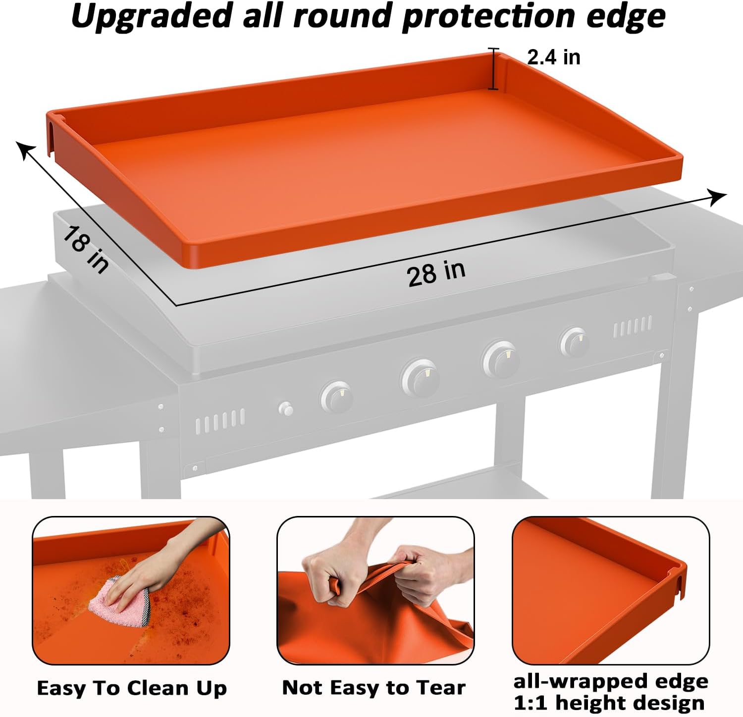 ​Carry360 Silicone Grill Cover for Blackstone 28 Inch Griddle | Full Coverage Protector Mat | Food Grade Heavy Duty | Prevents Rust & Debris | Reusable BBQ Accessory​
