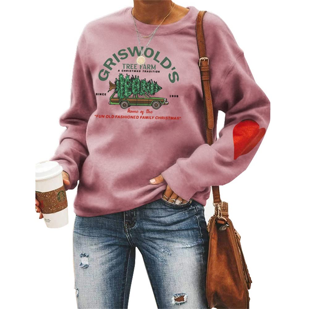Griswold's Tree Farm damska bluza Boże Narodzenie rodzinna grafika estetyczna bluzy z czerwonym sercem