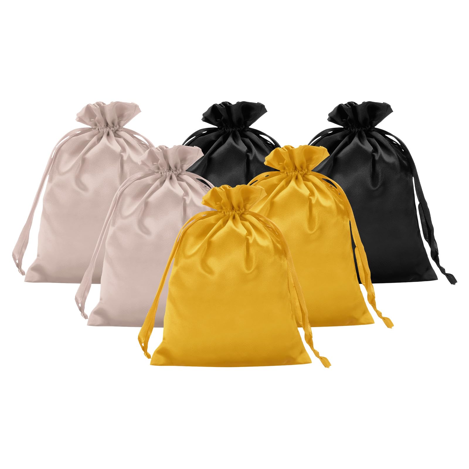 PATIKIL Sacchetti Confetti In Raso Con Cordino – 6 Pezzi 10x15 Cm, Rosa Oro, Perfetti Per Bomboniere, Matrimoni, Compleanni E Gioielli - 4