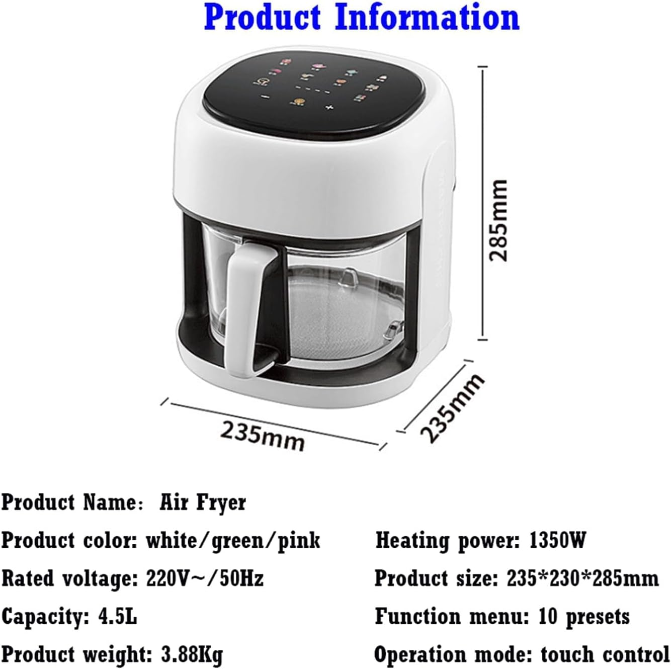 Top | ALMEKAQUZ Air Fryer, Mini Air Fryer One-Touch Digital Control Presets, French Fries, Chicken, Meat, Visual Cooking Window,Quick & Easy Meals in Minutes 2026 - view 5