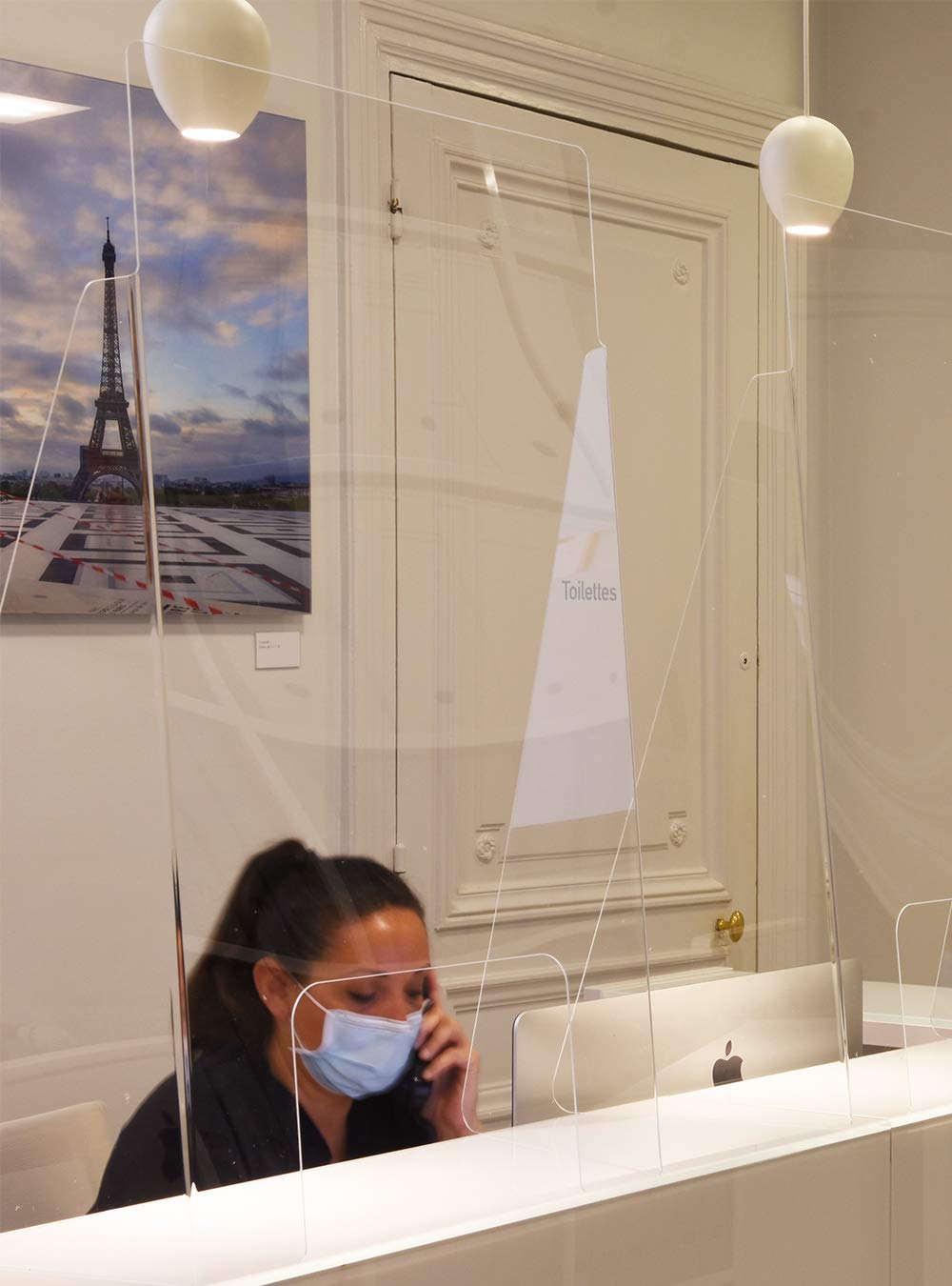 Solfarma – Pantalla de protección de plexiglás – Remete contra las proyecciones, gotas y postillones vectores de Virus y Bacterias – Ideal para conciliar gestos Barreras y recepción del público