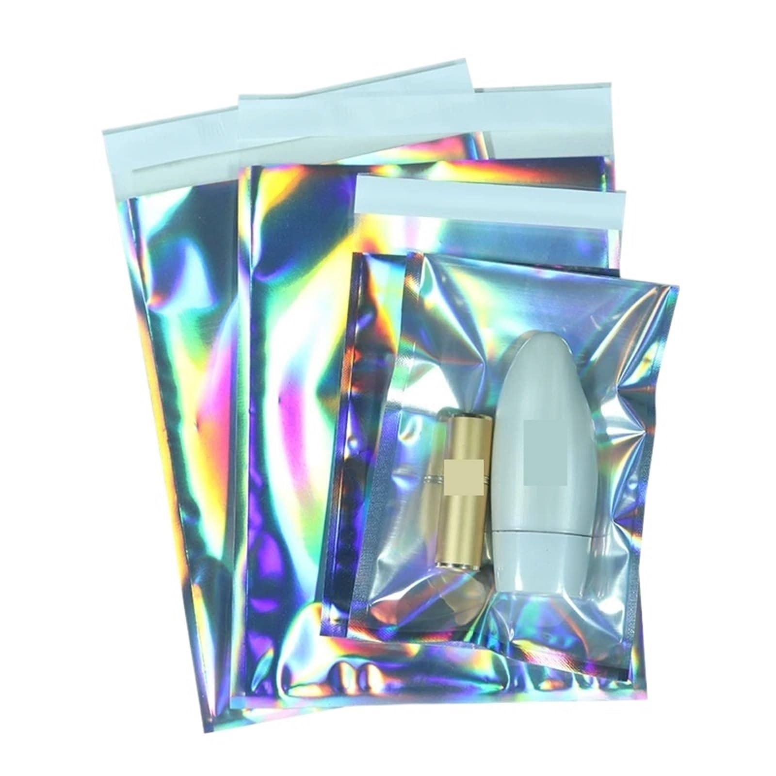 300PCS Laser Selbstdichtende Kunststoff Umschläge Mailing Lagerung Taschen Holographische Schmuck Poly Klebstoff Kurier Verpackung für Lipgloss und Schmuck