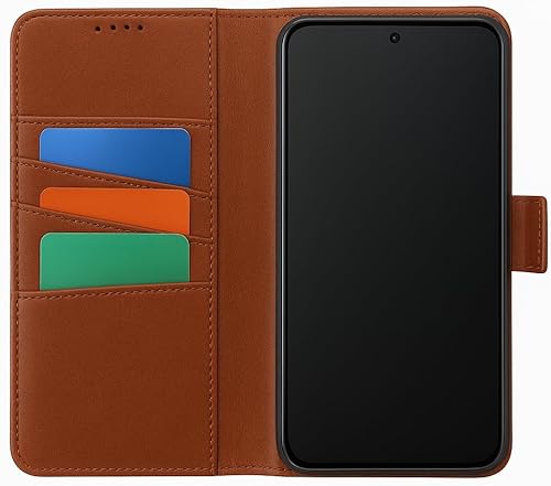 RadEnergy Universal EMF Blocking Leather Wallet Phone Case with Card Holder, Anti Radiation EMF Protection, Radiation Blocker Cell Phone Leather Flip Folio Case (Brown, Large)