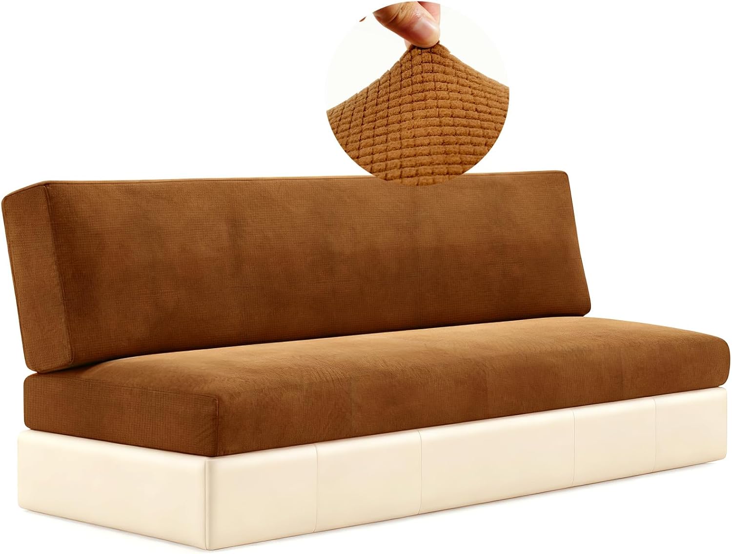 2 Piece RV Couch Covers for Sofa Bed, Stretch Elastic Camper Slipcover for RV Jackknife Sofa Bed, Washable Anti-Slip Furniture Protector, Pet Friendly & Wrinkle Free (Brown)