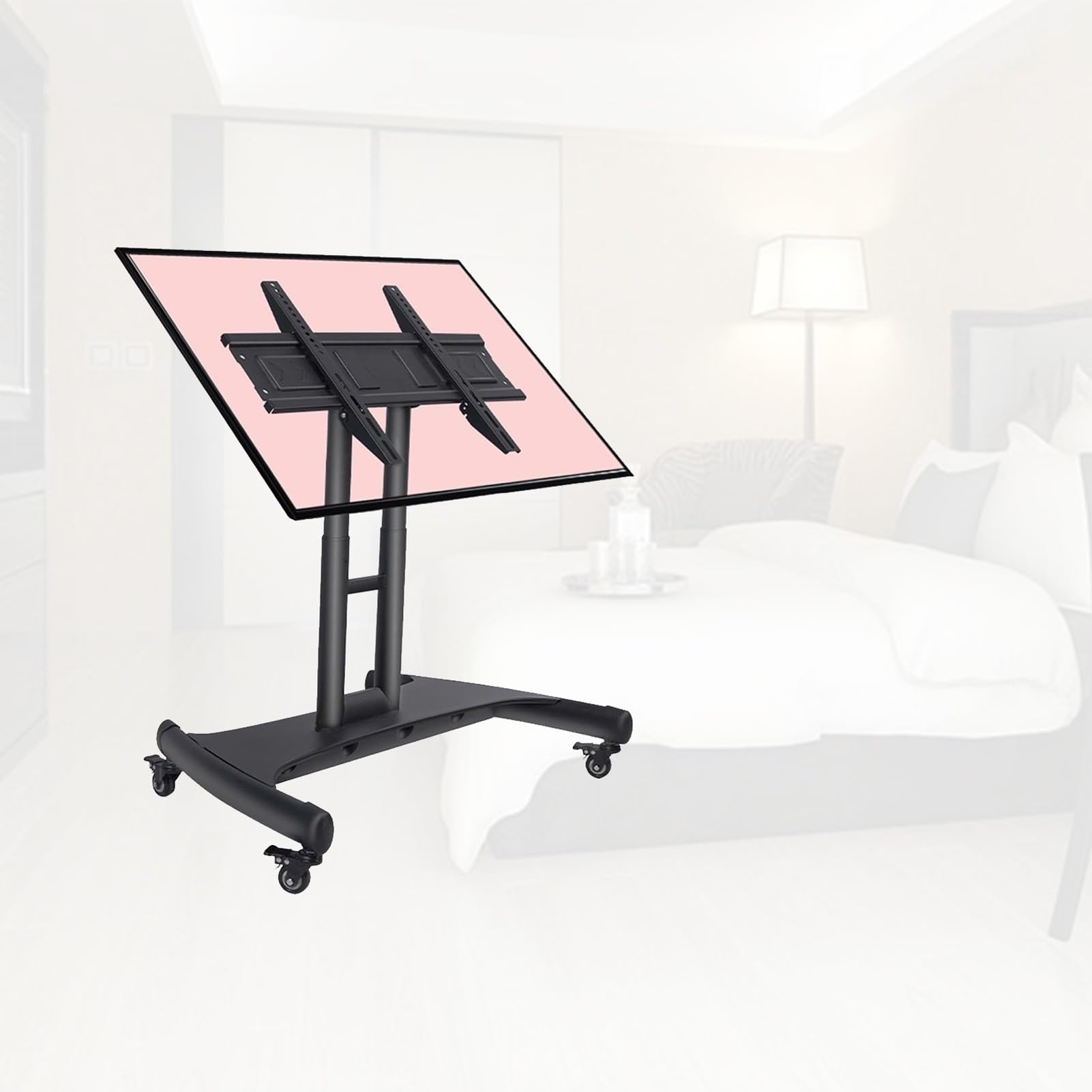 WDSOPK Universal Tv Stand Tv Floor Stand - Mobile Tv Cart On Wheels, Height Adjustable Mobile Tv Mount Stand, Low Height Monitor Cart with Wheels, for 32-70 in Flat Curved Scr