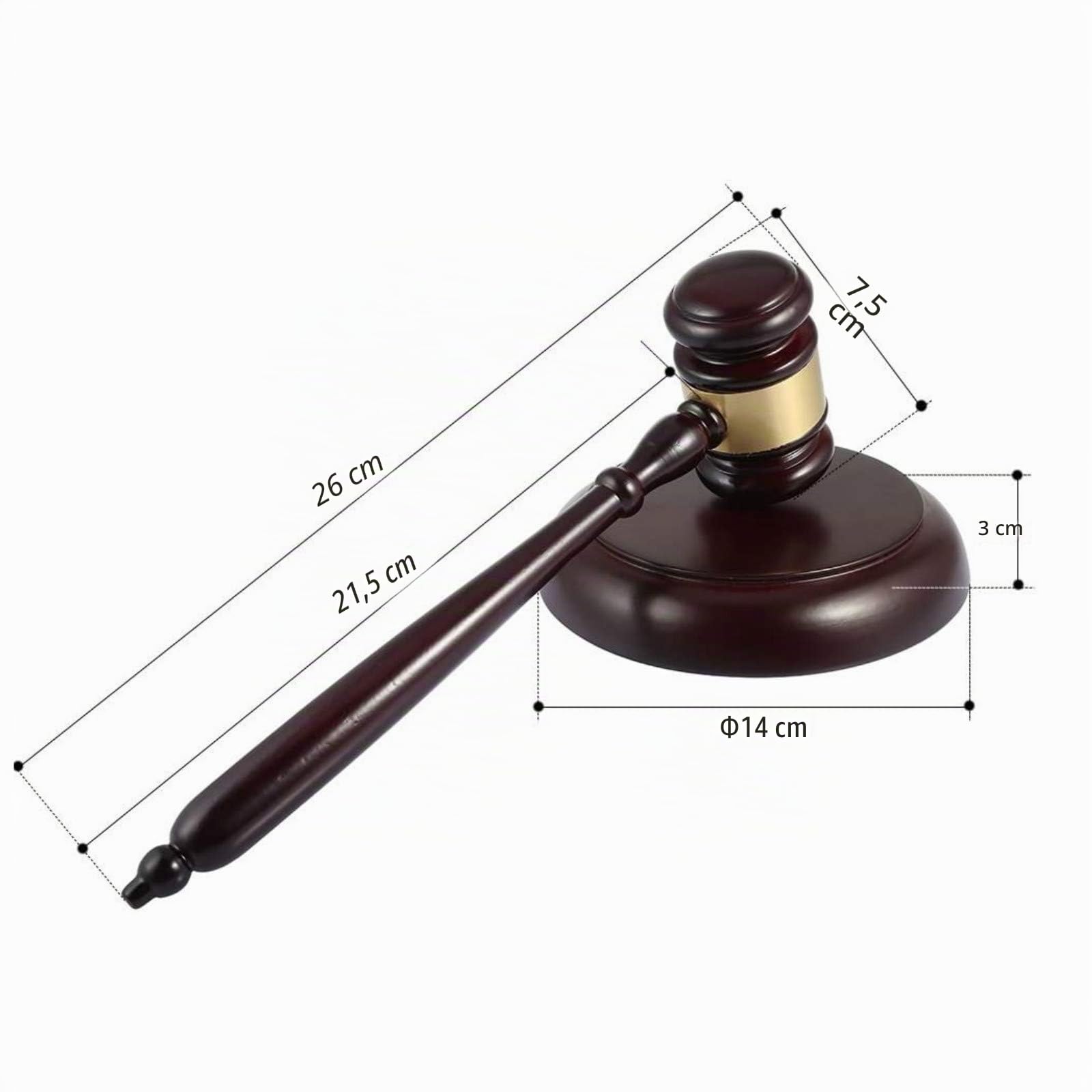 Martillo y bloque de madera para juez, abogado y subasta