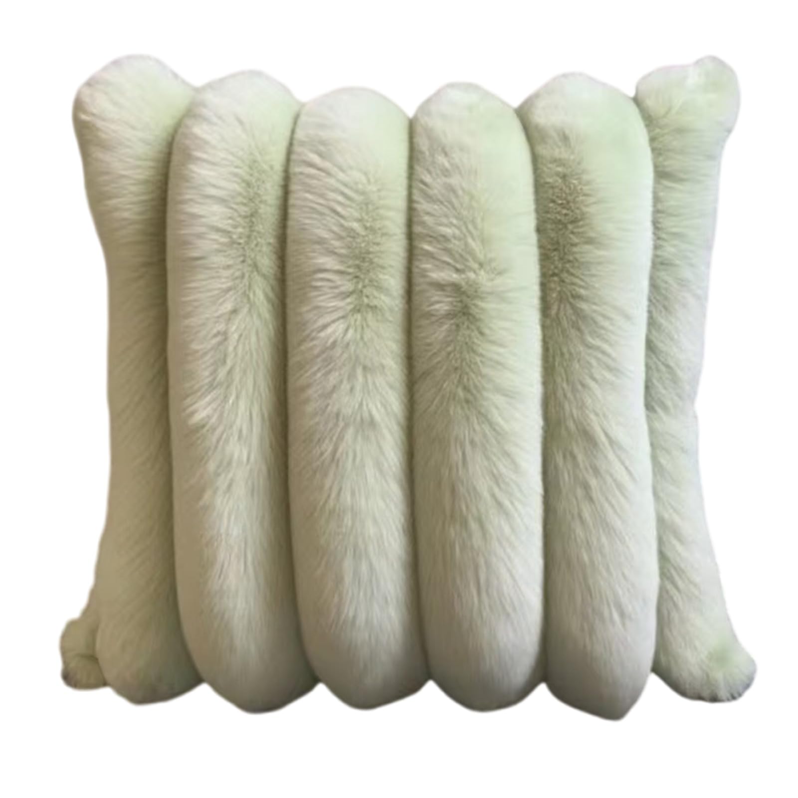 Kalttoy Bean Green Imitation Pillow Case With Stripes, Machine Washable Home Styling Imitation Rabbits Hair Pillow Cover