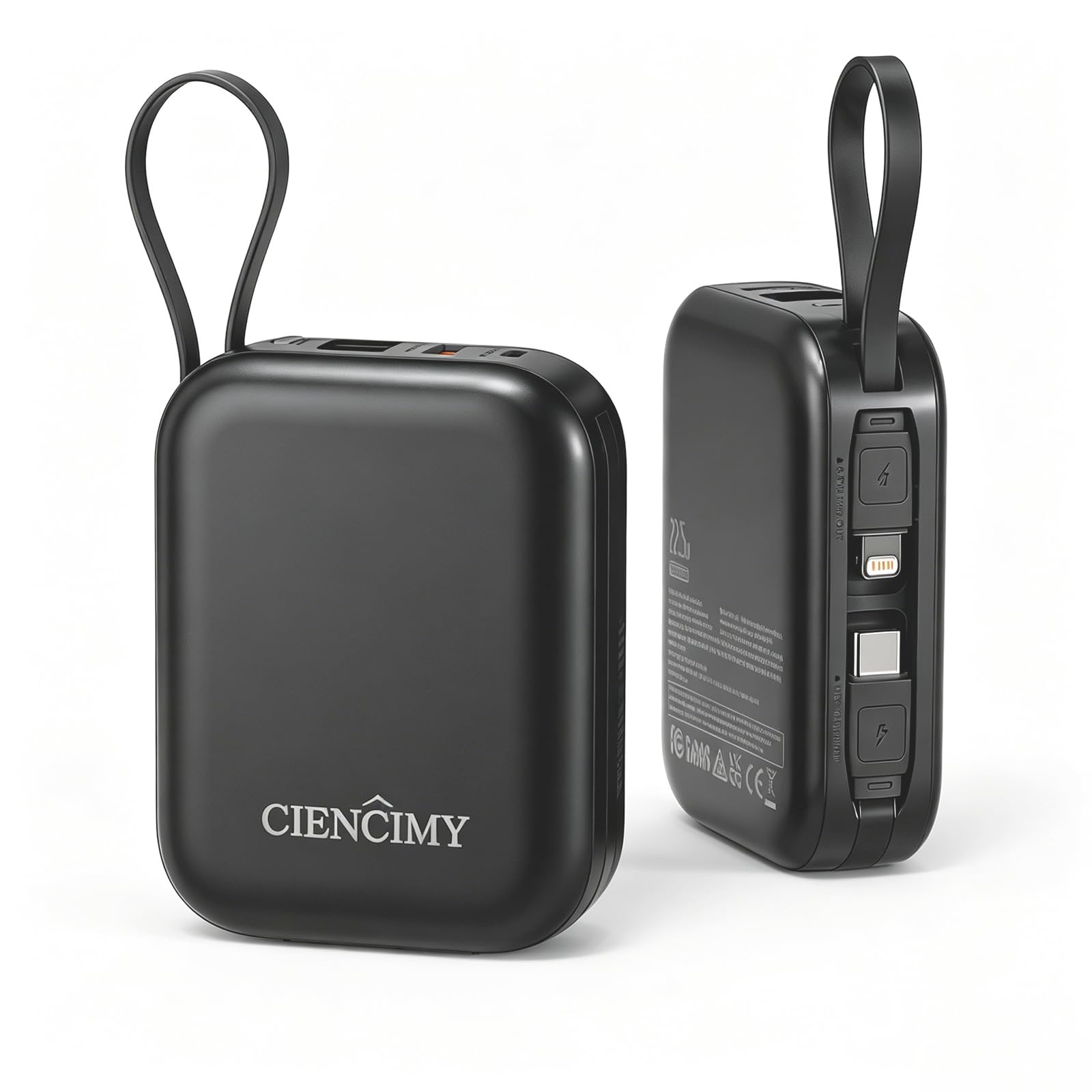 Power Bank da 10000 mAh con Lightning integrato e USB‑C, ricarica rapida da 22,5 W, display digitale a LED, caricabatterie portatile sottile da 176 g per iPhone 17/14 e Android