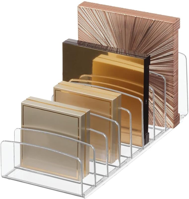 InterDesign Organizador de cosméticos de paleta de maquillaje dividida de plástico sin BPA, colección Clarity – 9.25" x 3.86" x 3.2", transparente