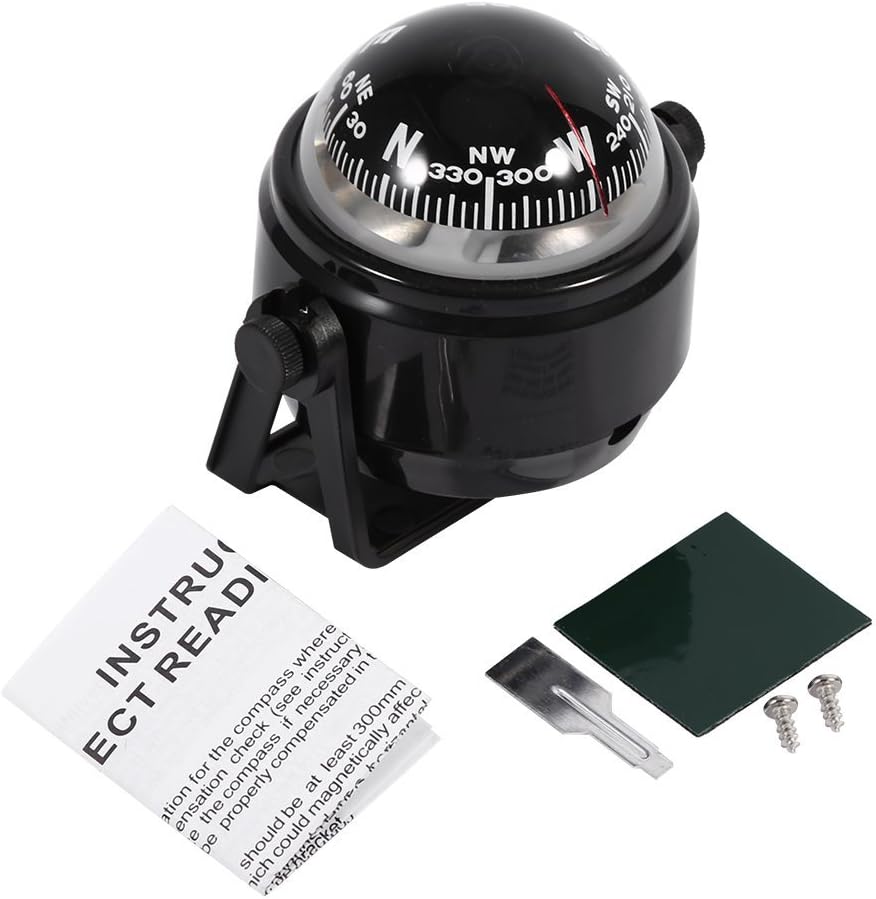 Estink Car Mount Compass,Multi-Functional Sea Marine Navigation Bracket Mount Compass Voyager Compass Outside Also Fits Boat Caravan Truck (Black): Toys & Games
