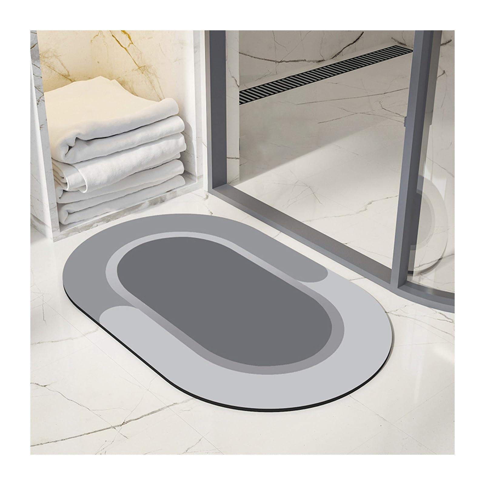 Tapis salle de bain microfibre terre de diatomée absorbant ellipse