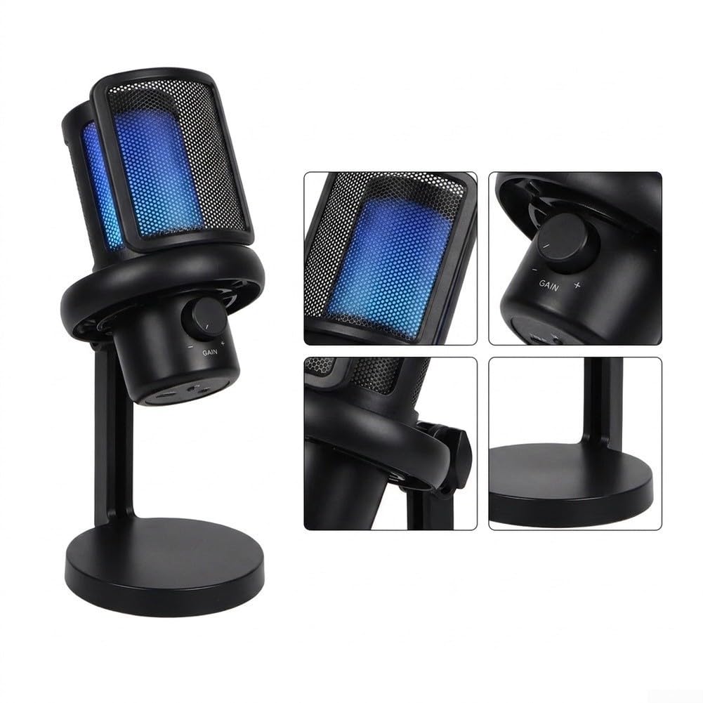 Micrófono USB Gaming con RGB y para silencio Micrófono USB Gaming