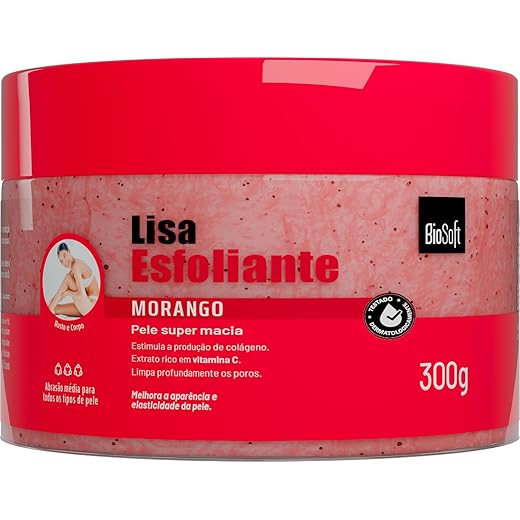 Soft Hair - Esfoliante Corporal Soft Hair Biosoft Lisa 300G Morango