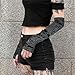 Luwint Punk Fingerless Long Gloves - Dark Goth Torn Distressed Gloves for Halloween Costume Cosplay Party