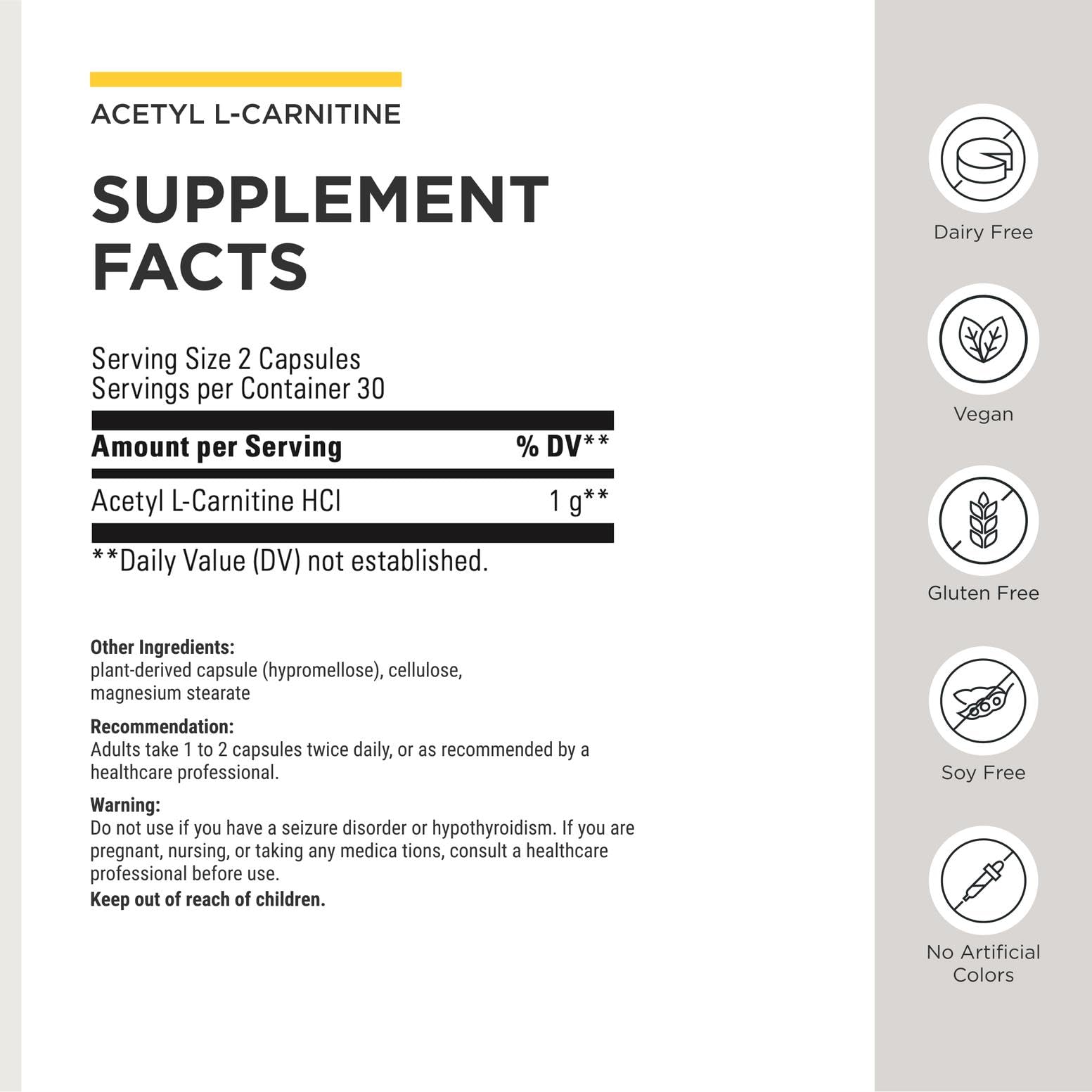 Amazon.com: Integrative Therapeutics Acetyl L-Carnitine - Supports Cellular  Energy Productionfor Active Lifestyles* - Supports Nerve Cell Function* -  Vegan & Gluten-Free