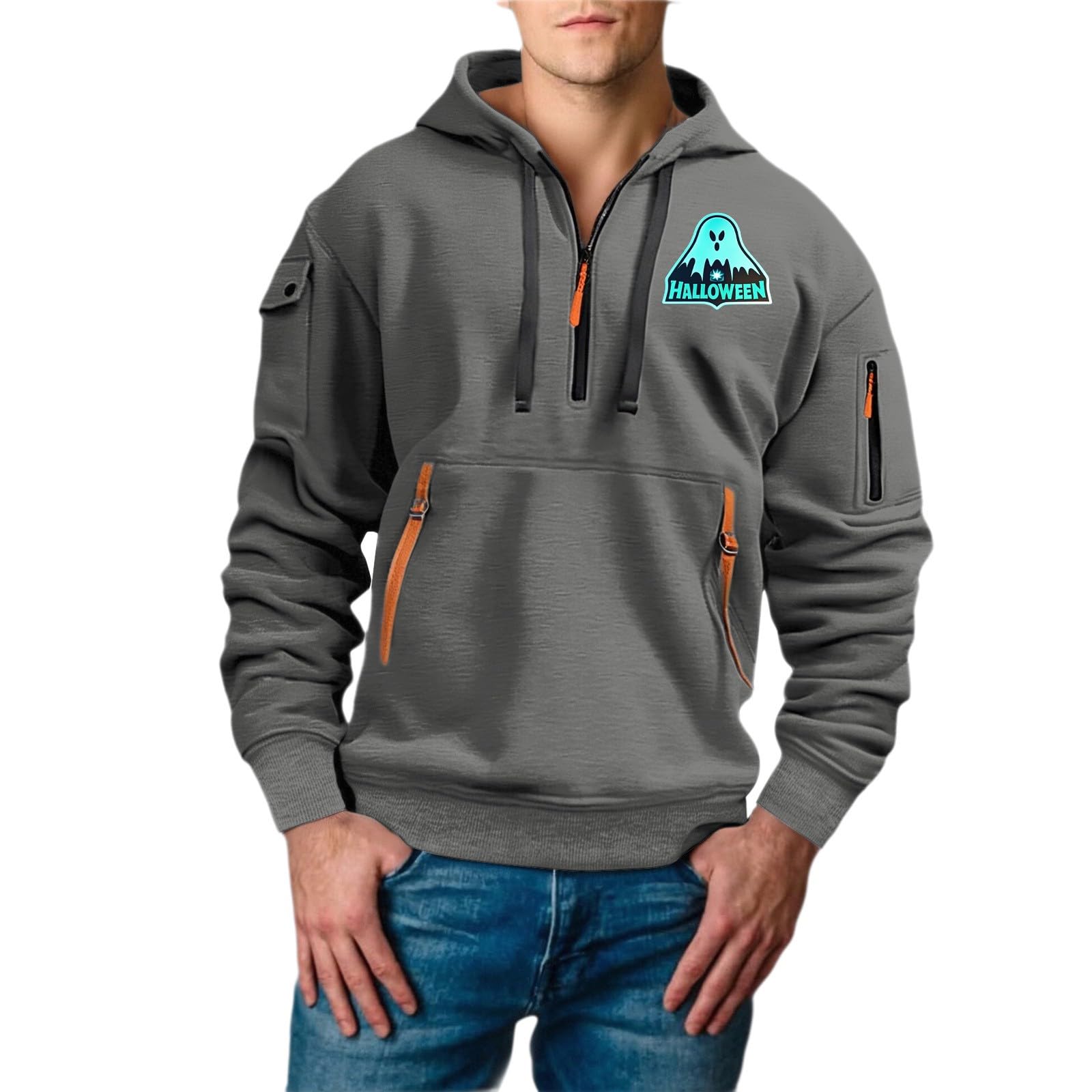 Sudaderas Hombres con Capucha Sudadera Deportiva E Informal para Hombre, Y Estampado De Halloween Primavera Otoño Estampada Hombre Chaqueta Ropa Marca Cortavientos Running Trabajo Verano