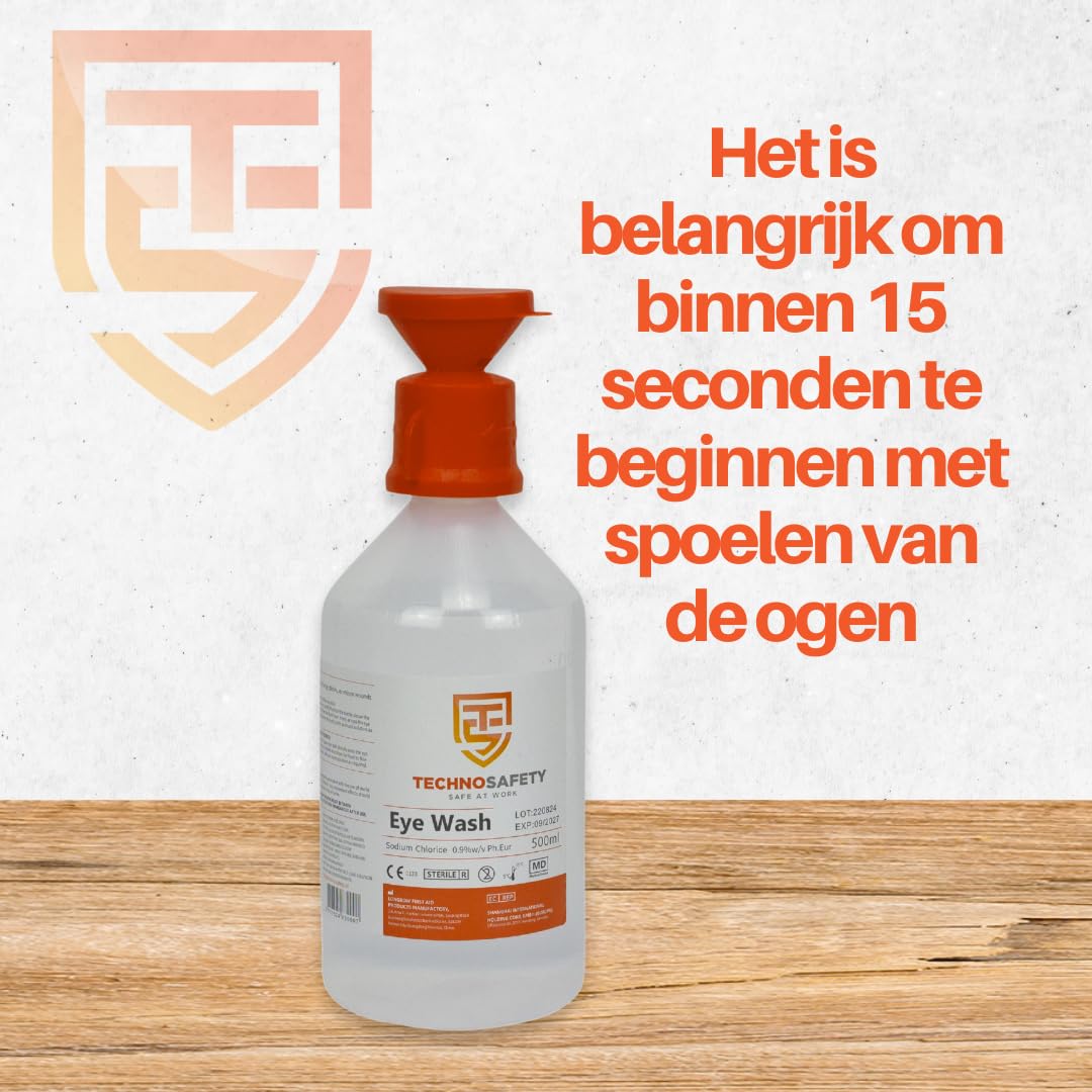 Station de rinçage des yeux – Comprend 2 bouteilles de rinçage oculaire de 500 ml – Station de rinçage d'urgence de sécurité – Kit mural