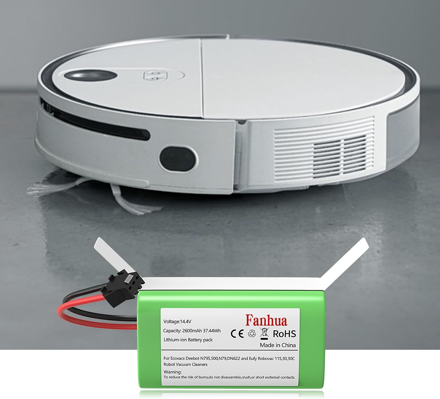 Battery Replacement for Eufy RoboVac 11 11C 11S Plus 11S MAX 12 15C 15C MAX 15T 25C 30C G10 Hybrid G30 Edge R500 R450 & Ecovacs Deebot N79 N79S N95 DN622 661Robot Vacuum Cleaners 14.4V 2600mAh