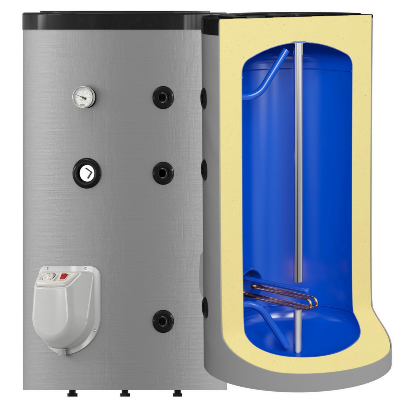 Elektrospeicher, Standspeicher, Warmwasserspeicher leistungsstarker Boiler mit 3 kW Heizleistung und Zirkulationsanschluß in der Größe 200 L Liter