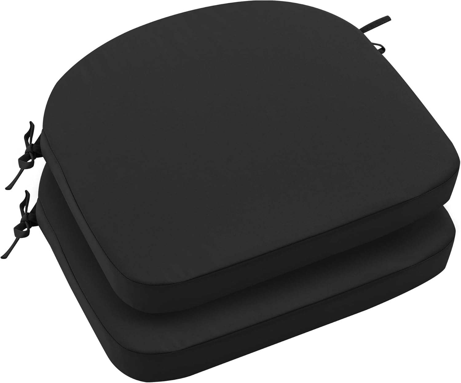 Outdoor Chair Cushions Set of 2: Waterproof & Fade Resistant Patio Furniture Cushions - 19 x 19 x 2 Inch Non Slip Round Corner Seat Cushion Pads with Removable Cover for Garden Yard Lawn, Black 19x19x2 Inch-2p Black
