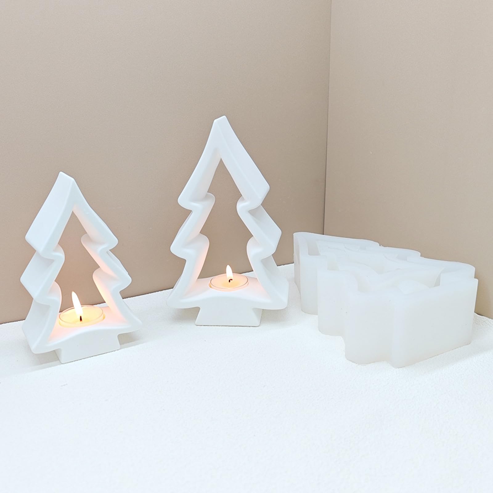 Moldes de silicona para árbol de Navidad, portavelas, moldes de yeso, molde para decoraciones navideñas, portavelas, molde de silicona, árbol de Navidad, portavelas, suministros para manualidades