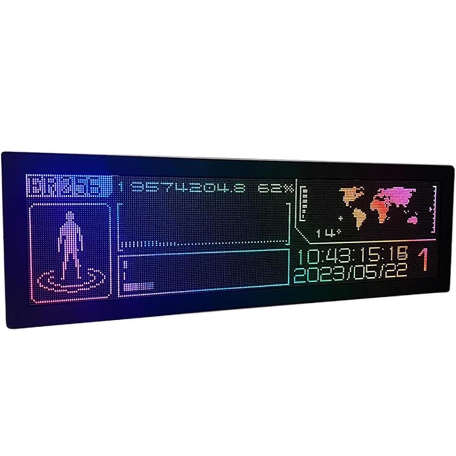 Reloj LED Con Espectro Musical, Luz Con Ritmo De Sonido Y Espectro Musical Con Resolución De 256 * 64 Píxeles, Fuentes Fluidas Ajustables Y 6 Niveles De Brillo, Calibración Automática Del Tiempo
