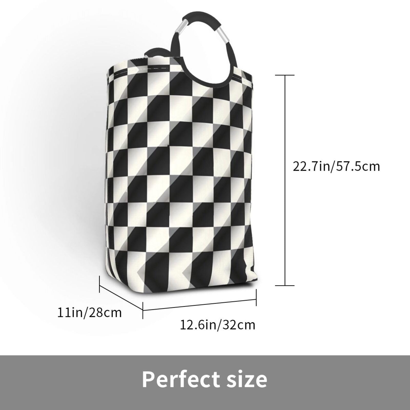 Schwarz-Weiß-Mosaik-Aufbewahrungstasche, quadratisch, 50 l, faltbarer Wäschekorb, geeignet für Waschküche, Schlafsaal, Schlafzimmer