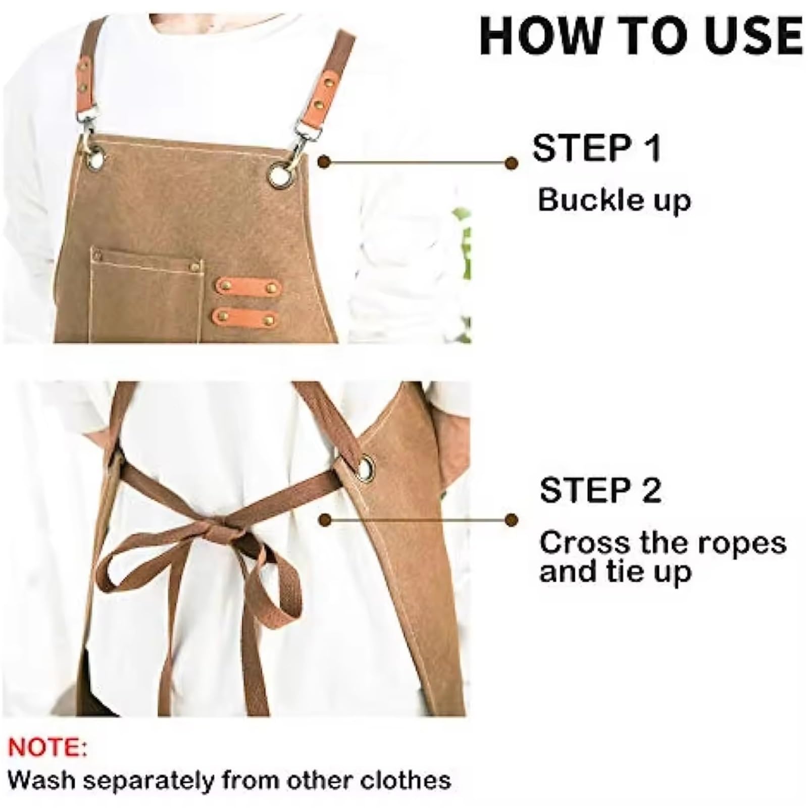 Lot de 2 tabliers travail en toile robuste for barista, chef, restaurant, jardin, barbecue, barbier, avec poches à outils pour Hommes et Femmes