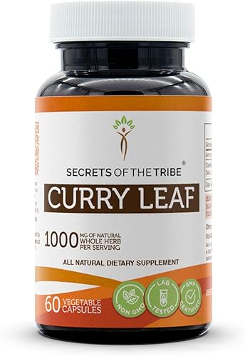 Secrets of the Tribe Hoja de Curry 60 Cápsulas, Elaboradas con Cápsulas Vegetales y Hoja de Curry (Murraya koenigii) Hoja Seca (60 Cápsulas)