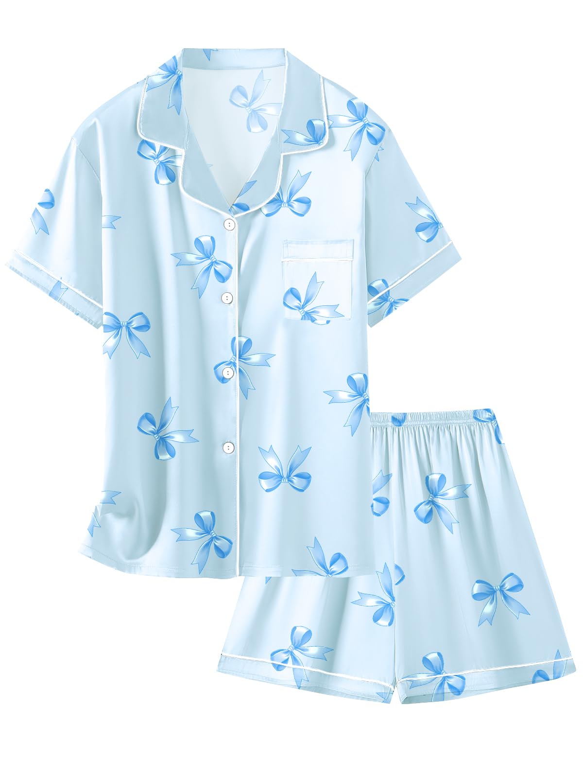 Girls &amp; Womens Satin Pajamas Set, Silk Button-Down Sleepwear 2 Piece Nightwear, 3 Years - Women XXL