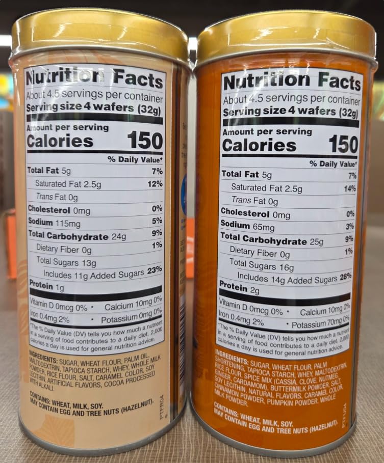 Bentons Crème Filed Wafer Rolls Salted Caramel & Pumpkin Spice 5oz 142g (Two Tins)