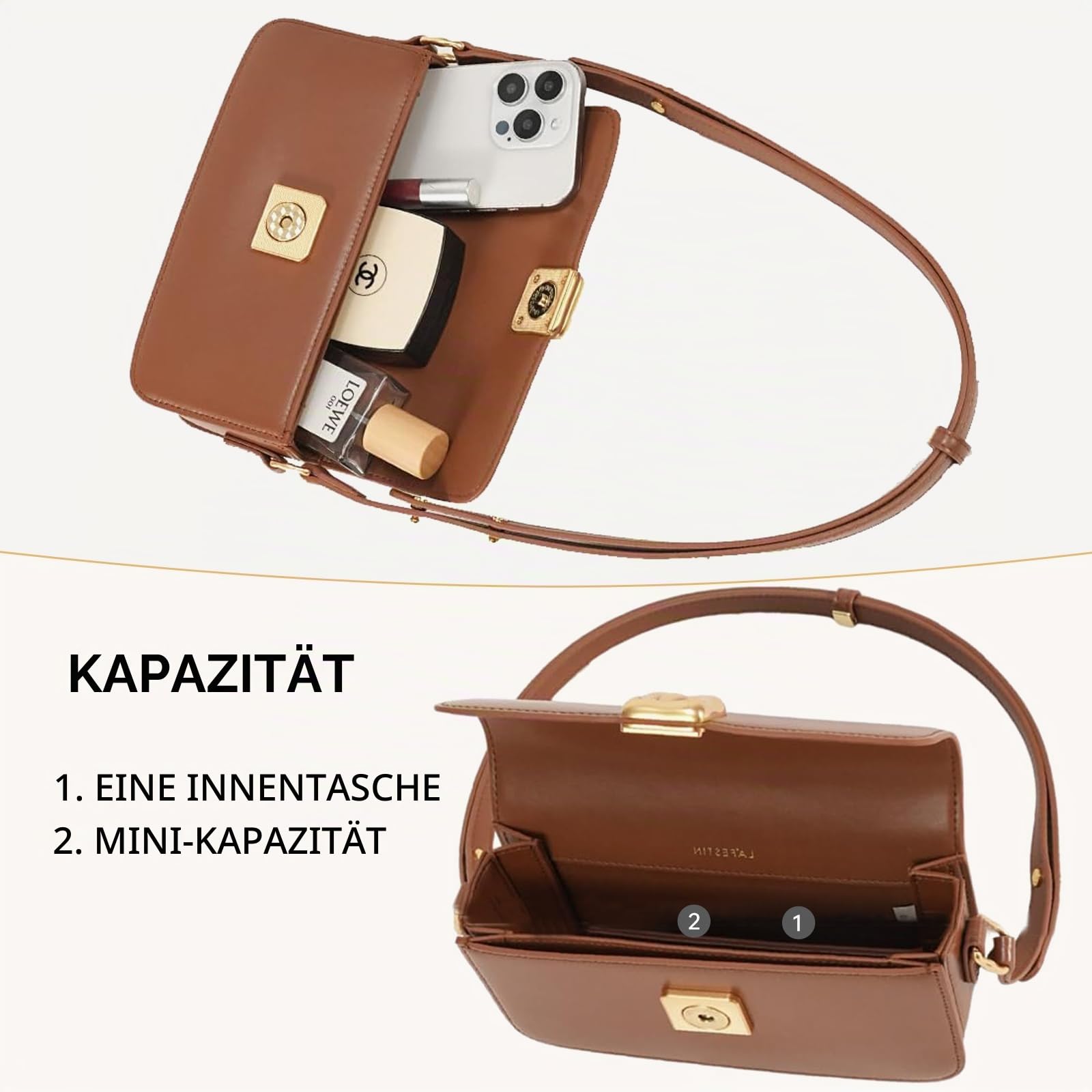 LAFESTIN Umhängetasche aus echtem Leder für Damen mit verstellbarem Riemen, Crossbody-Geldbörsen für Mädchen, Designer-inspirierte Handtaschen