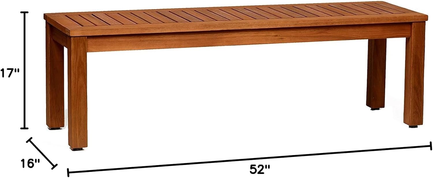 Amazonia Aster Backless Patio Eucalyptus Wood | Ideal for Outdoors and Indoors, 53", Brown Bench