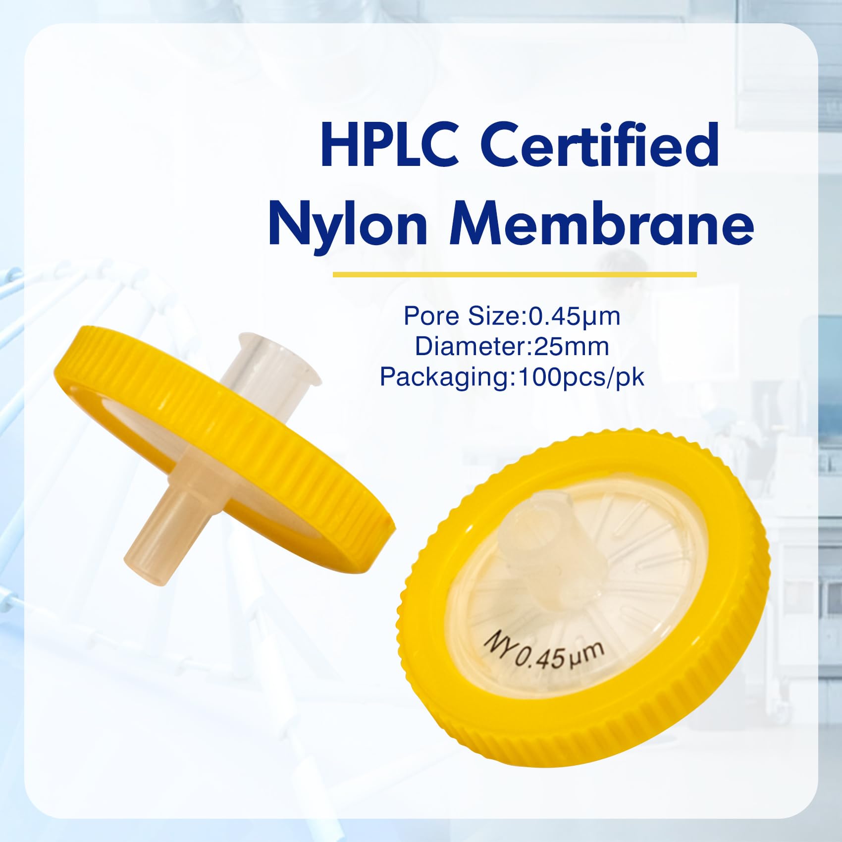Filtri per Siringa Membrana di Nylon 25mm del Diametro 0.45um della Dimensione del Poro, Filtro dell'ago di HPLC e di GC, Filtrazione ad Alta Produttività del laboratorio per Biomed Scientific