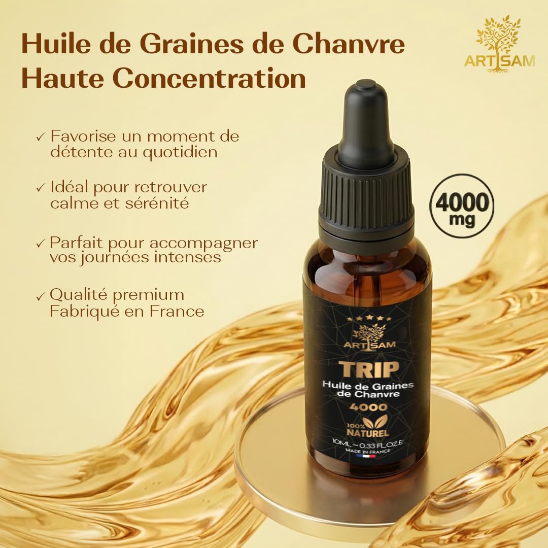 ARTISAM Huile de Graines de Chanvre Bio 4000 – Pressée à froid – Goût Neutre – Routine Bien-Être – Idéale Concentration & Détente – Vegan (Huile de graine de chanvre 4000)