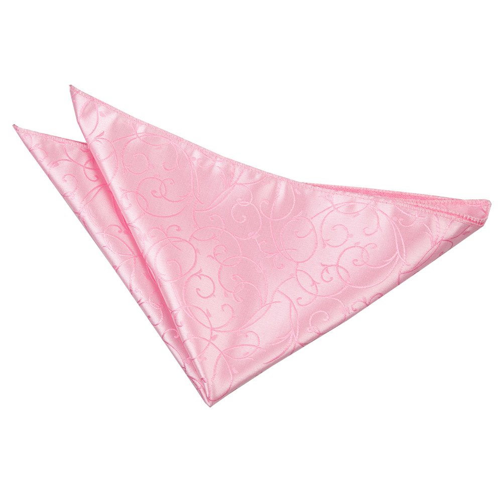 DQT Men Pink Solid Plain Stripe Floral Paisley Polka Dot Pocket Square - Swirl Baby Pink