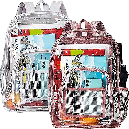 Agsdon Clear Backpack For Women And Men, Heavy Duty Transparent Bookbag - 16" See Through Large Backpacks Stadium Approved #TOP20
