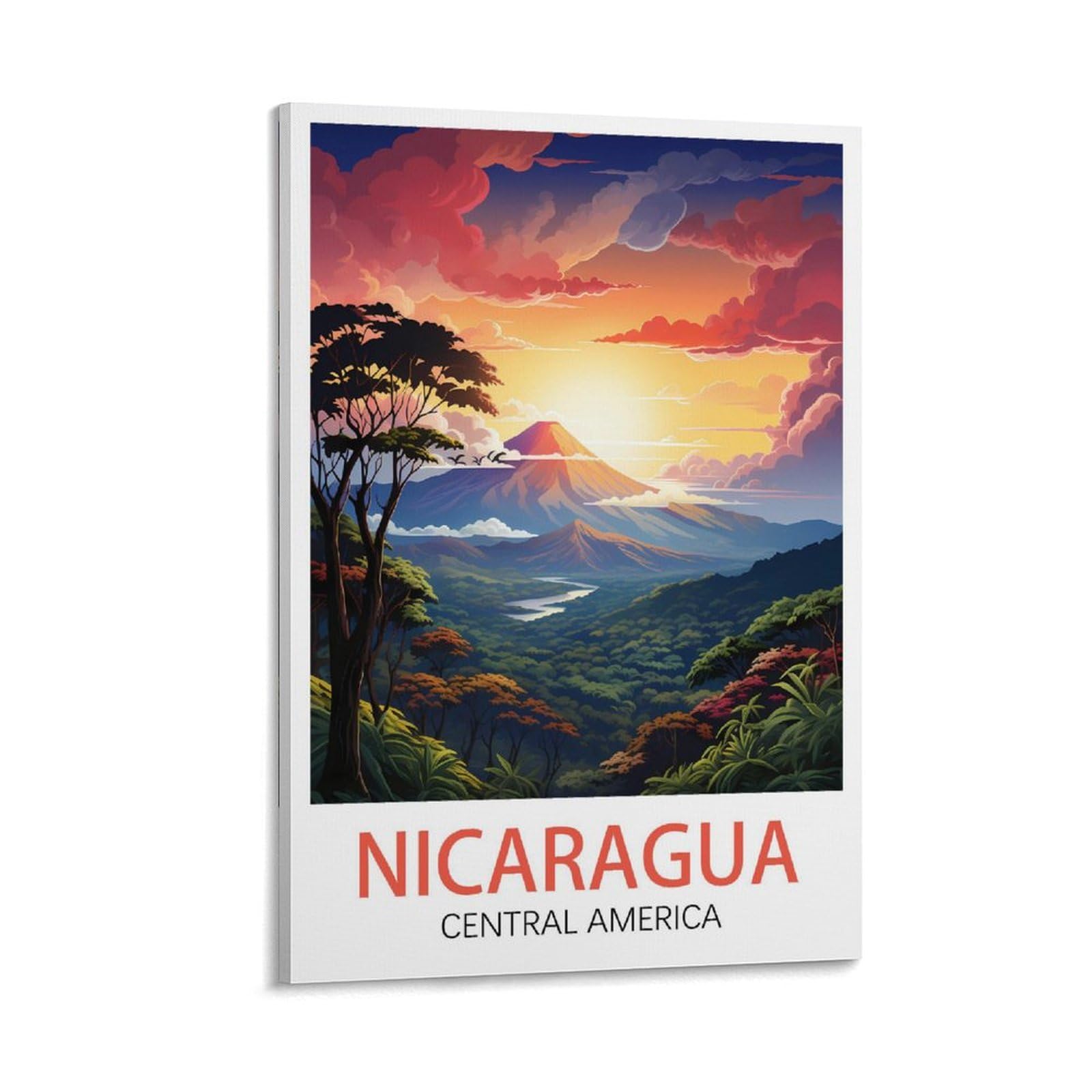 LHJOIUN Nicaragua Vintage Travel Posters 08x12inch(20x30cm) Art Canvas Print For Living Room Bedroom Home Decoration Modern Art