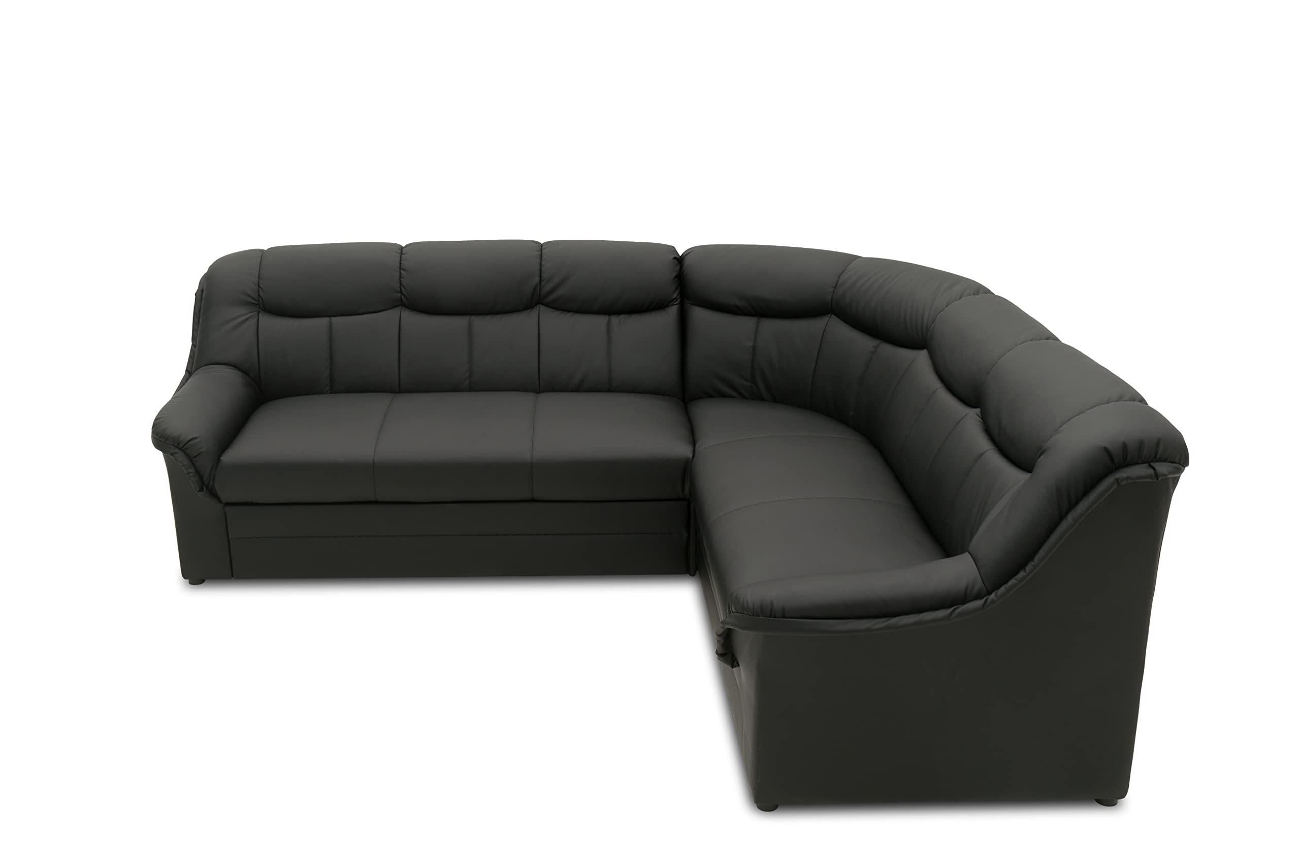 DOMO. collection Sofá esquinero Berlín Atemporal de Piel sintética con función de Dormir y Relleno de muelles, sofá en Forma de L de Piel sintética, 205 x 250 x 89 cm, Color Negro